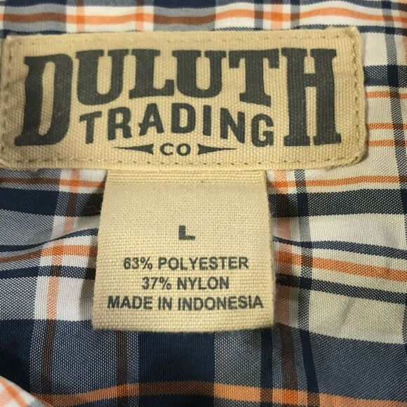 Duluth Trading Men's Blue Plaid Button Up Shirt LG - Picture 6 of 7